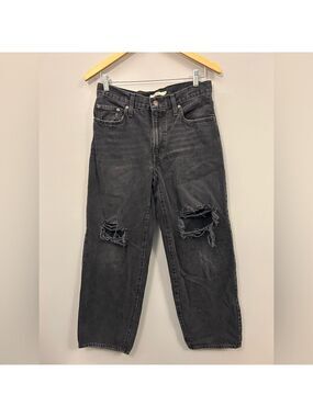 Levi's Charcoal Premium Baggy Dad Jeans Size 27 Distressed Big E